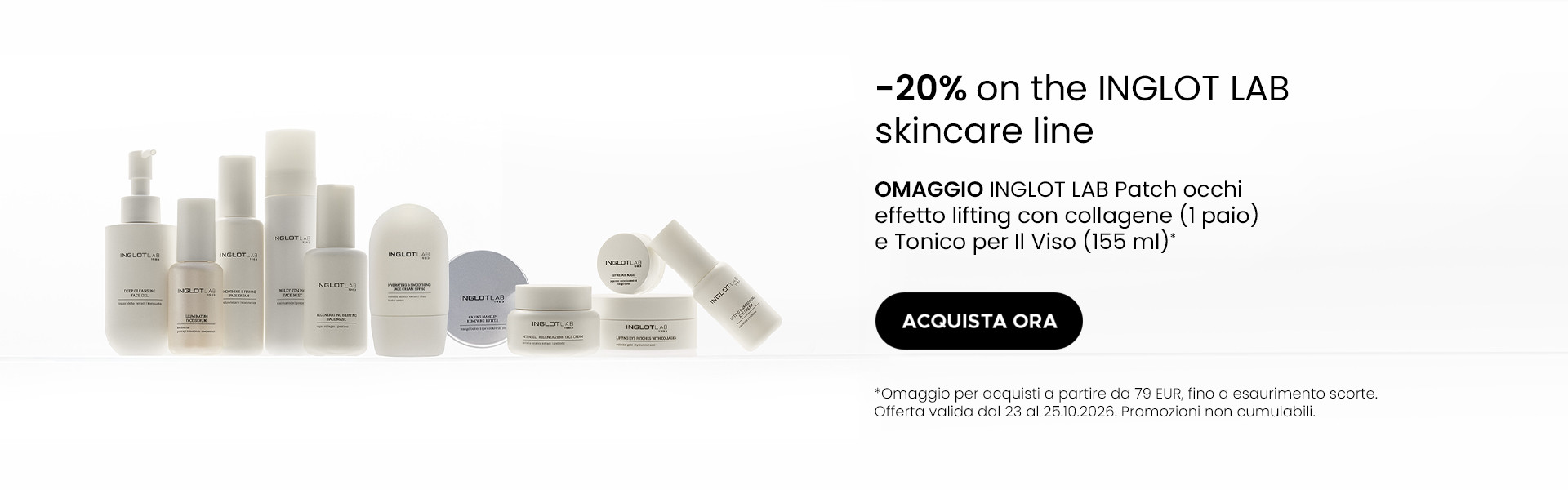 -20% sulla linea skincare INGLOT LAB